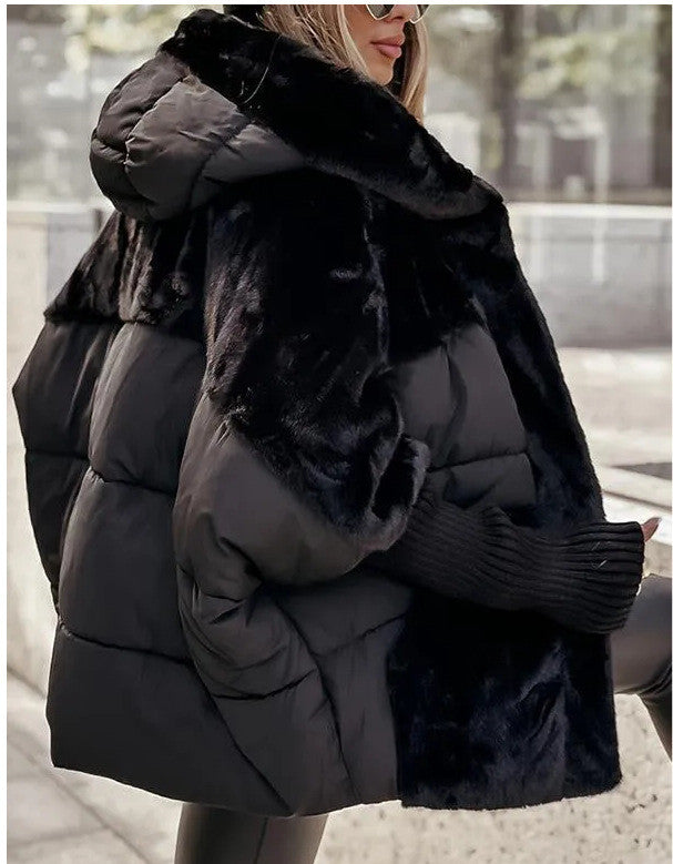 Loose Faux Fur Patchwork Winter Coat