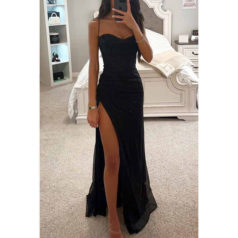 Slim V-Neck Evening Party Dress
