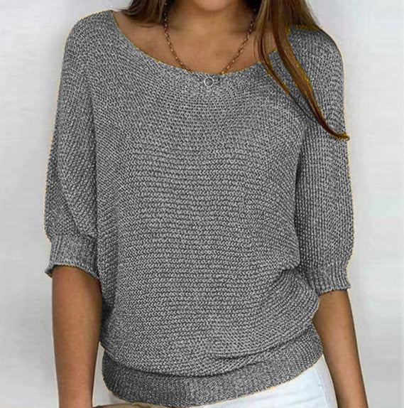 Three-Quarter Sleeve Pullover Sweater