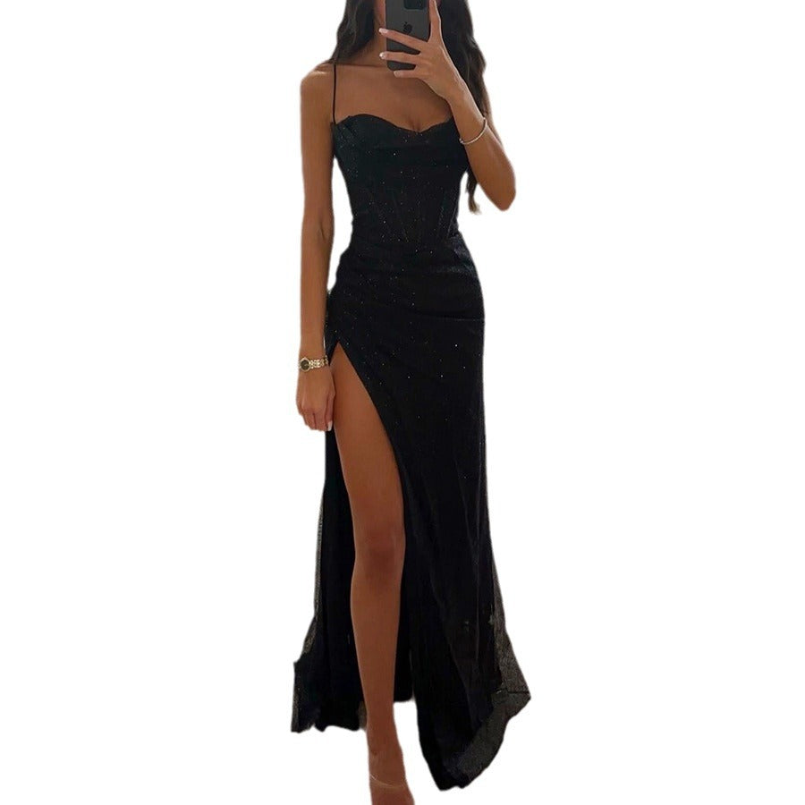 Slim V-Neck Evening Party Dress