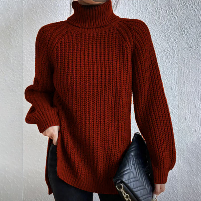 Turtleneck Split-Design Pullover