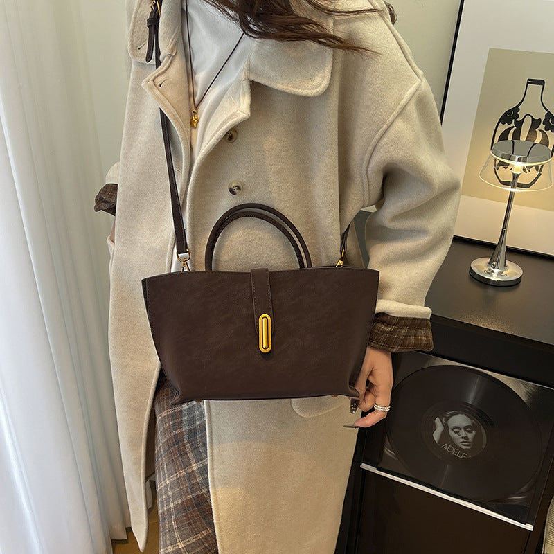 Retro Minimalist Suede-Style Tote Bag