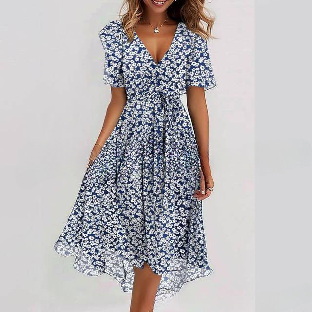 Floral Printed V-Neck Summer Dress