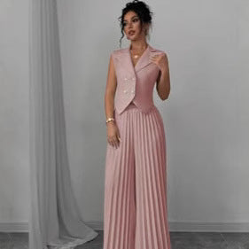 Summer Sleeveless Suit & Pleated Pants Set