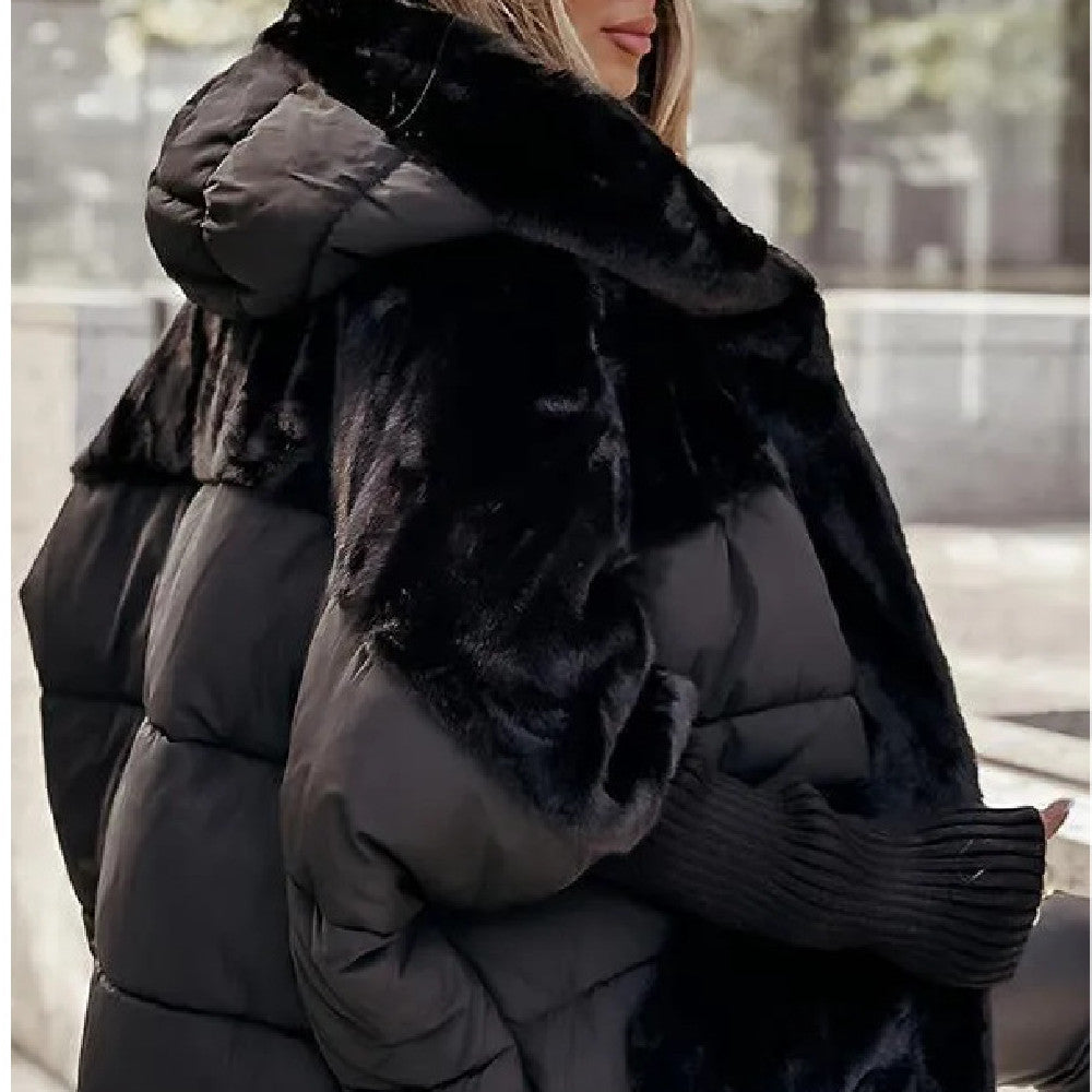 Loose Faux Fur Patchwork Winter Coat