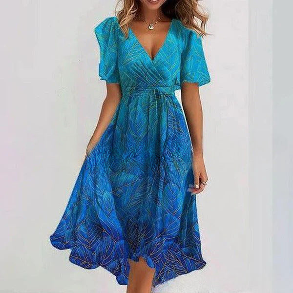 Floral Printed V-Neck Summer Dress