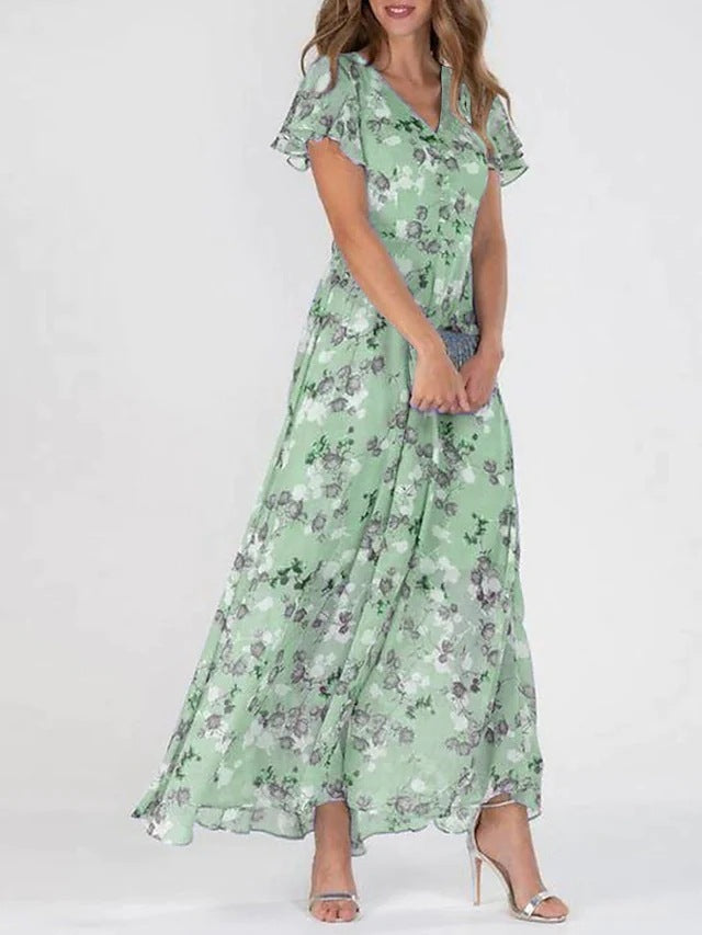 Women’s Floral Print Ruffle Beach Dress