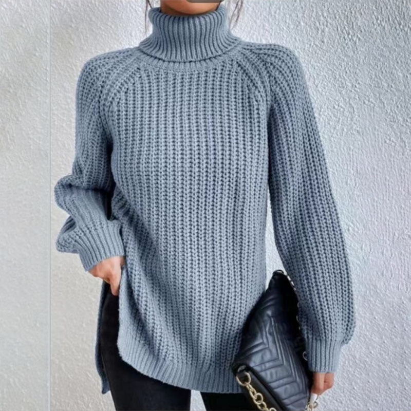 Turtleneck Split-Design Pullover