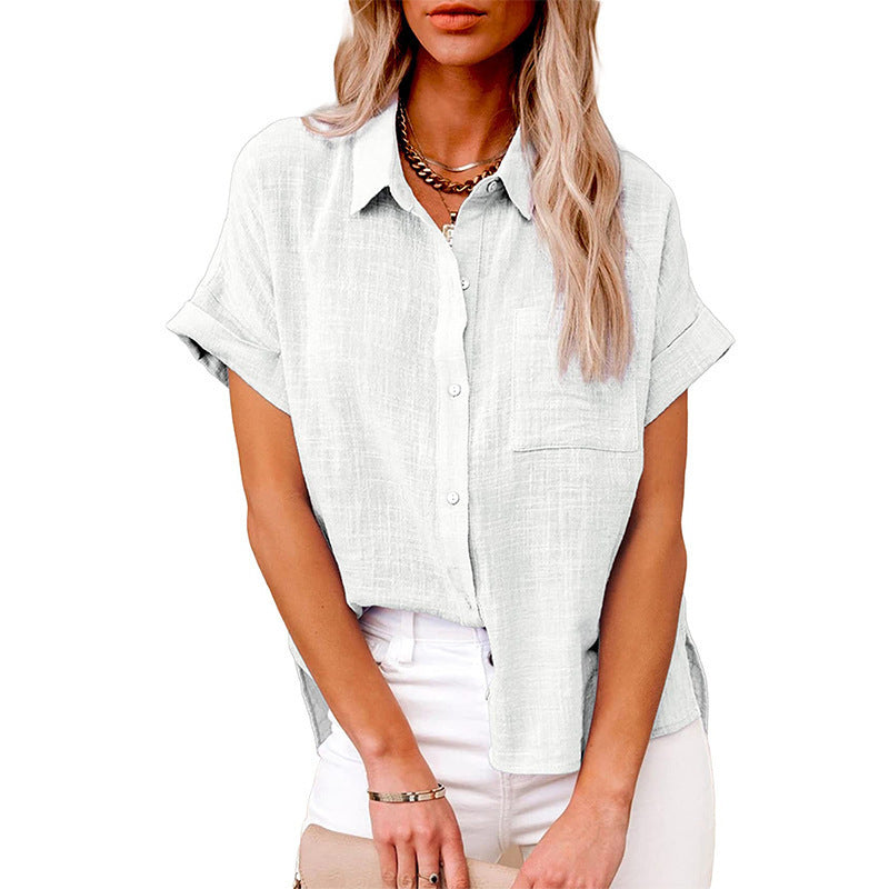 Summer Cotton-Linen Short Sleeve Shirt