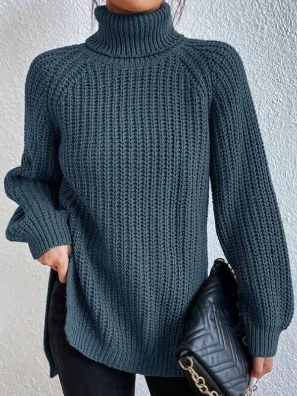 Turtleneck Split-Design Pullover