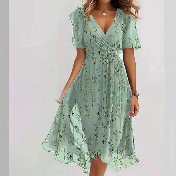 Floral Printed V-Neck Summer Dress