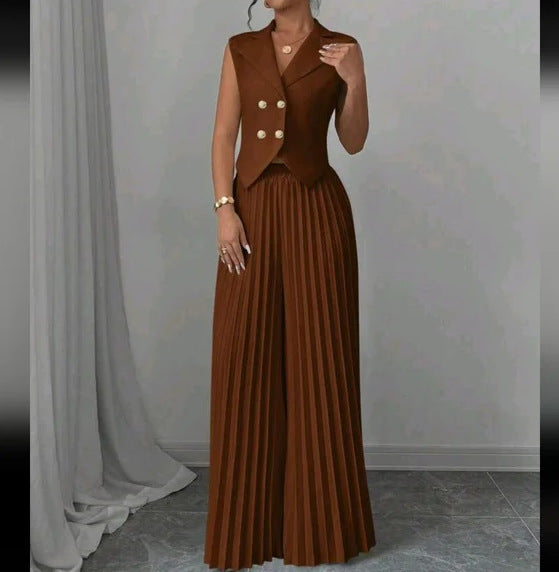 Summer Sleeveless Suit & Pleated Pants Set