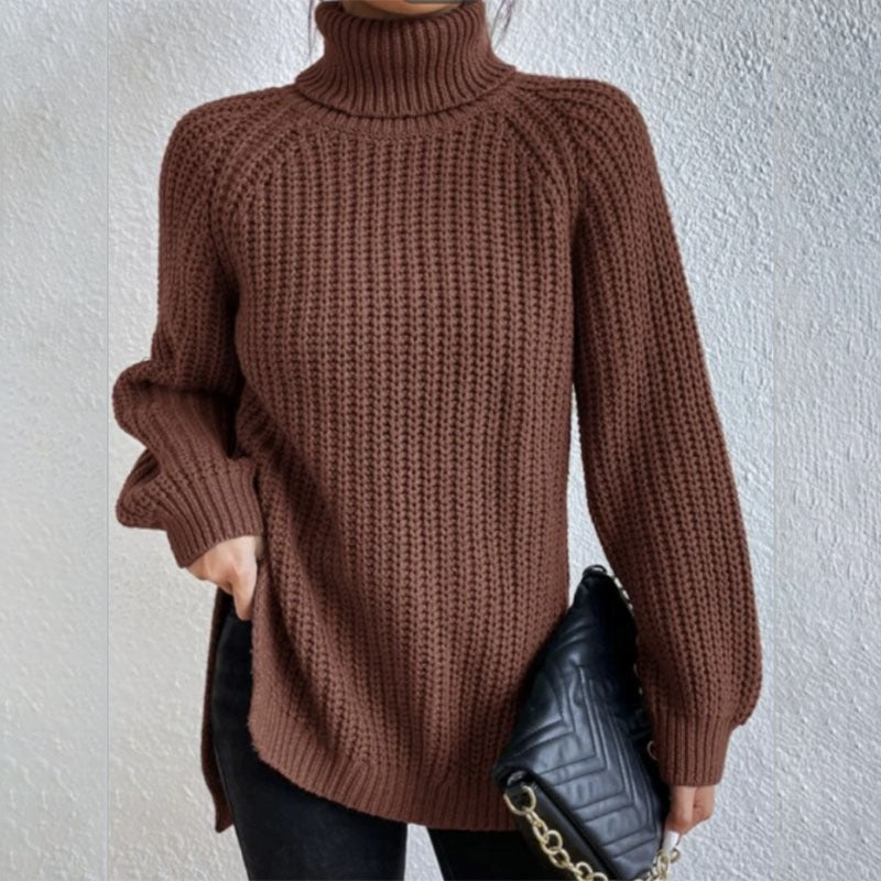 Turtleneck Split-Design Pullover