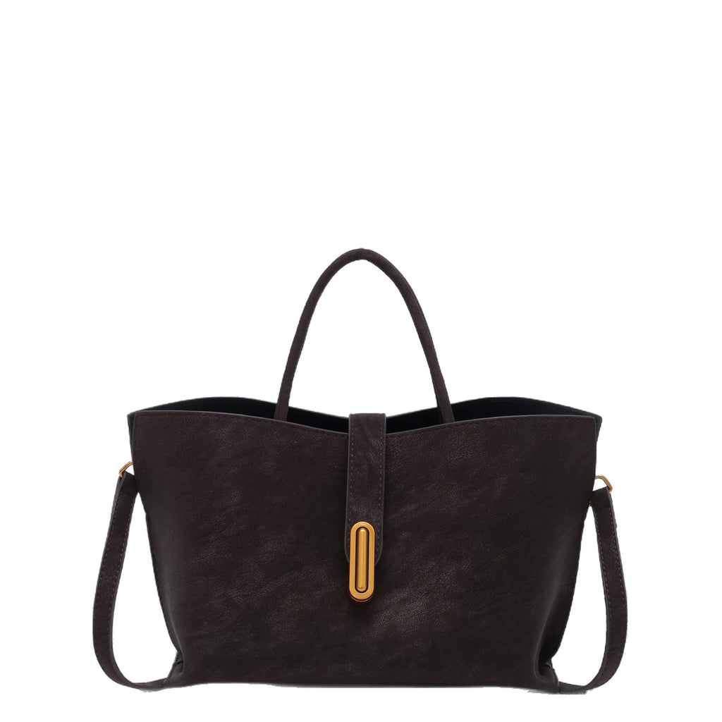 Retro Minimalist Suede-Style Tote Bag
