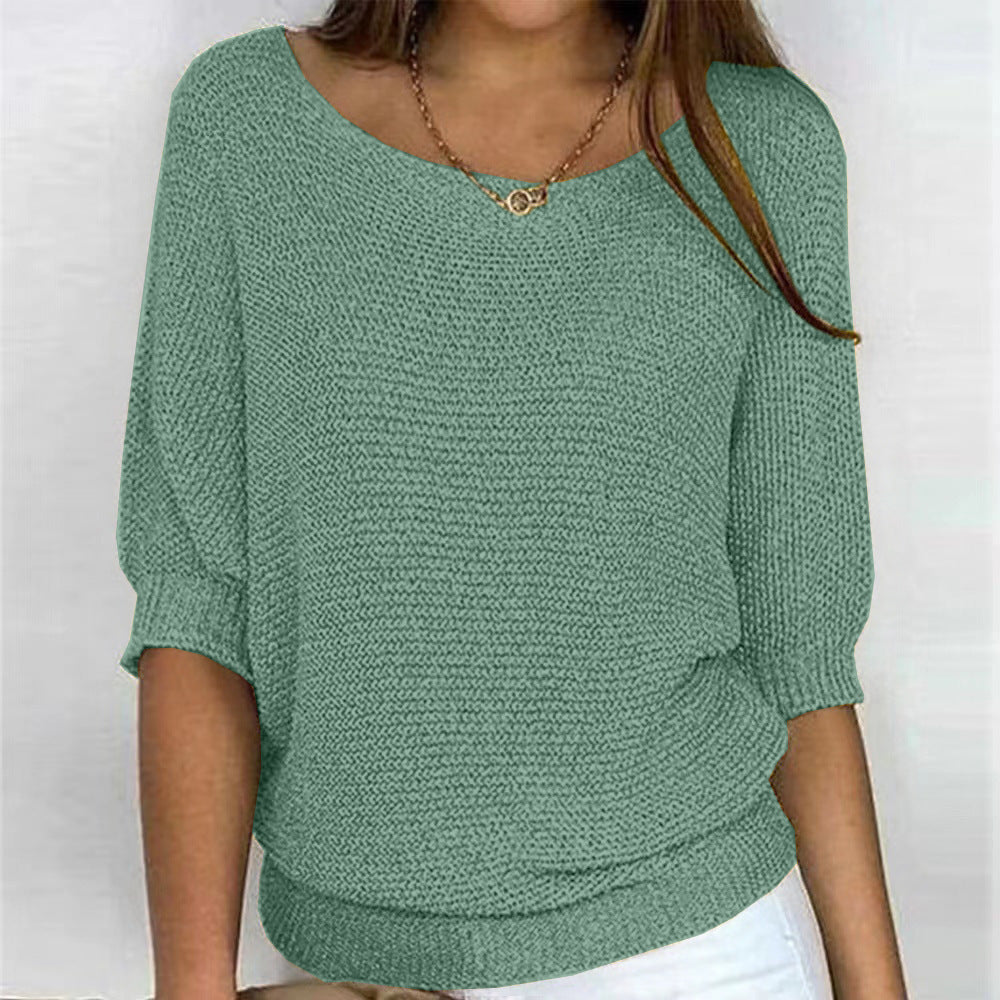 Three-Quarter Sleeve Pullover Sweater