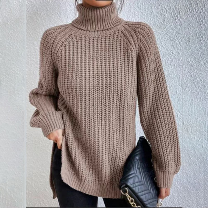 Turtleneck Split-Design Pullover