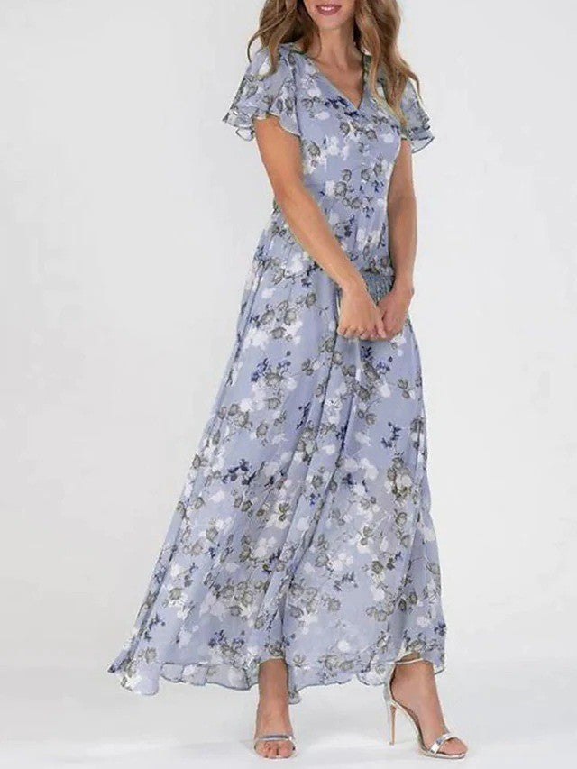Women’s Floral Print Ruffle Beach Dress