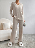 V-Neck Long-Sleeved Loose Temperament Set
