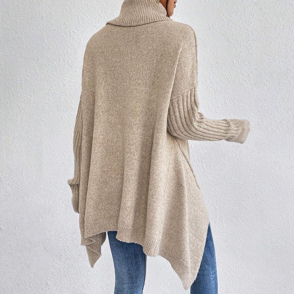 Irregular Turtleneck Knitted Sweater