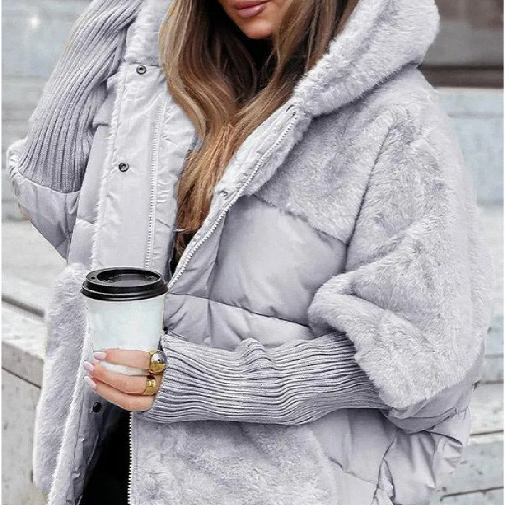 Loose Faux Fur Patchwork Winter Coat
