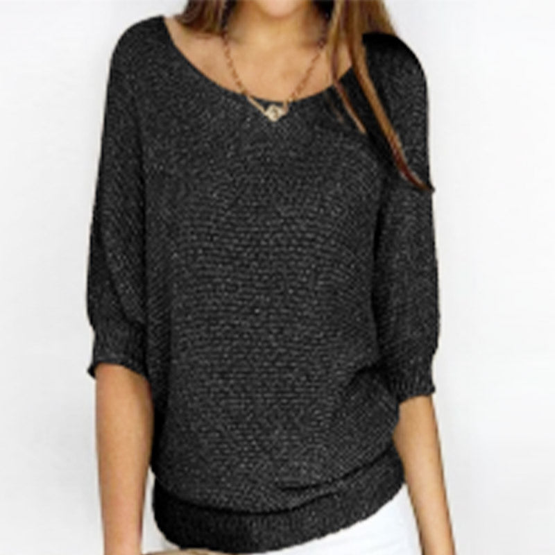 Three-Quarter Sleeve Pullover Sweater
