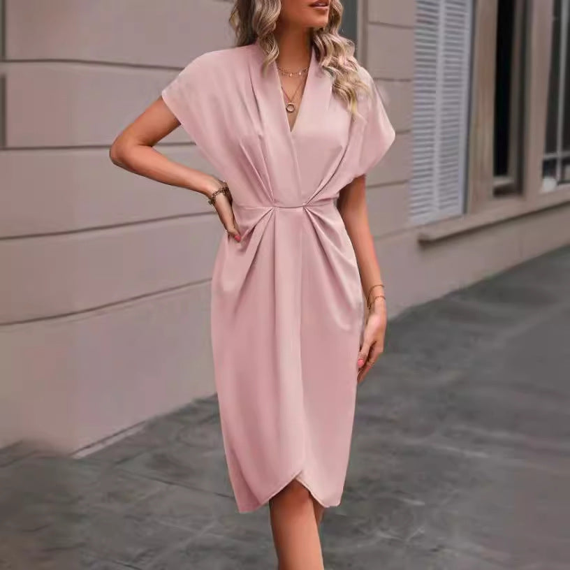 Summer Batwing-Style Pleated Dress