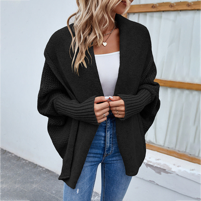 Bat-Sleeve Large Lapel Cardigan